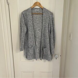 Madewell EUC Gray Open-Front Women's Long Cardigan Linen Cotton Sz S